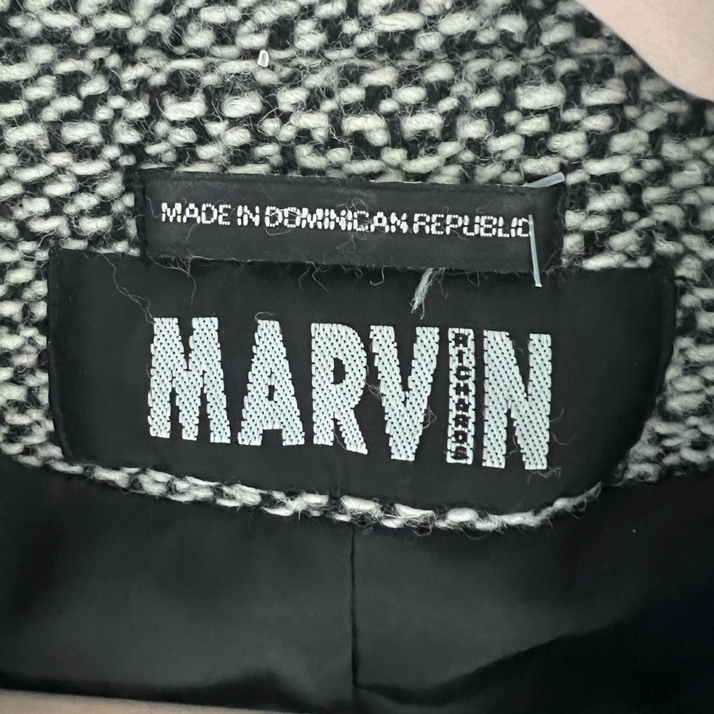 Marvin women’s black and white tweed blazer. Size medium. - Picture 3 of 4